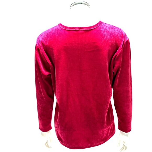 Cherokee Large Red Velour Button Front Long Sleeve Cardigan Top City Chic Casual - Picture 4 of 8